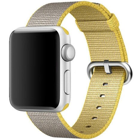 Curea iUni compatibila cu Apple Watch 1/2/3/4/5/6/7, 40mm, Nylon, Woven Strap, Yellow/Gray