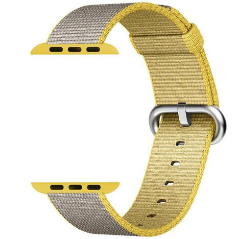 Curea iUni compatibila cu Apple Watch 1/2/3/4/5/6/7, 44mm, Nylon, Woven Strap, Yellow/Gray