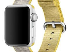 Curea iUni compatibila cu Apple Watch 1/2/3/4/5/6/7, 44mm, Nylon, Woven Strap, Yellow/Gray